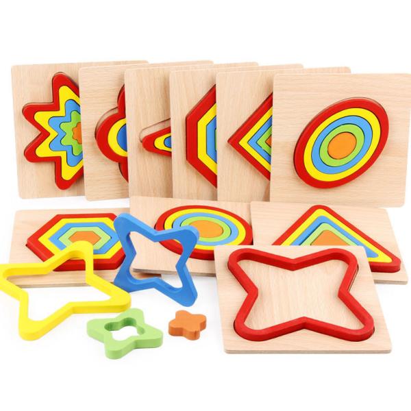 Unisex Montessori Shape Sorting Puzzle for Toddlers 1-3 Wooden Sensory Stem