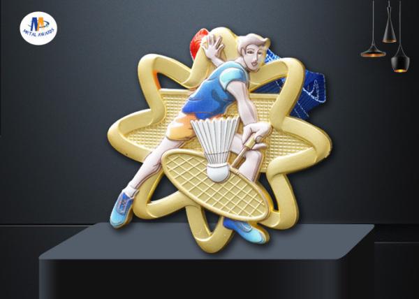 65*4MM Badminton Sports Cut Out Medals With Ribbon