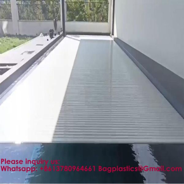 Safe Pool Safety Cover For Kids Safety Transparent Blue PC Blades With Reel Pool Cover Polycarbonate Pool Solar Cover Winter Safety Cover For Swimming Pool