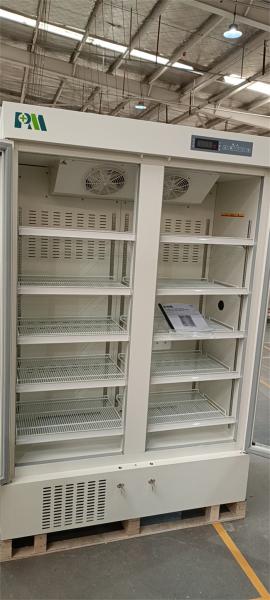 refrigerador vacinal biomedicável da farmácia da porta 656L de vidro dobro com a luz interior do diodo emissor de luz de alta qualidade