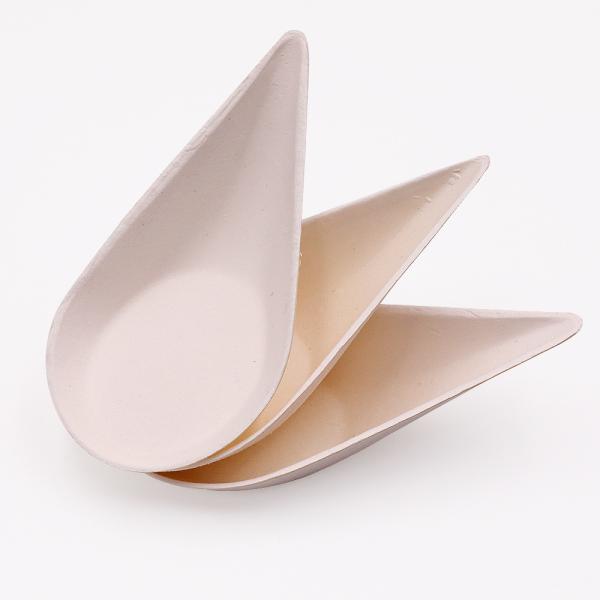 Degradable spoon shape sugarcane cake tray dish disposable bagasse paper fruit tray food plate