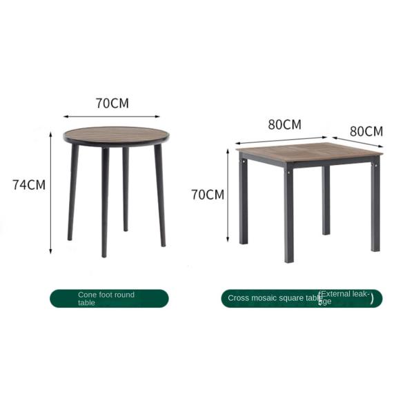 Contemporary Plastic Wood Table Top Metal Aluminum Dining Set for 4 Seats