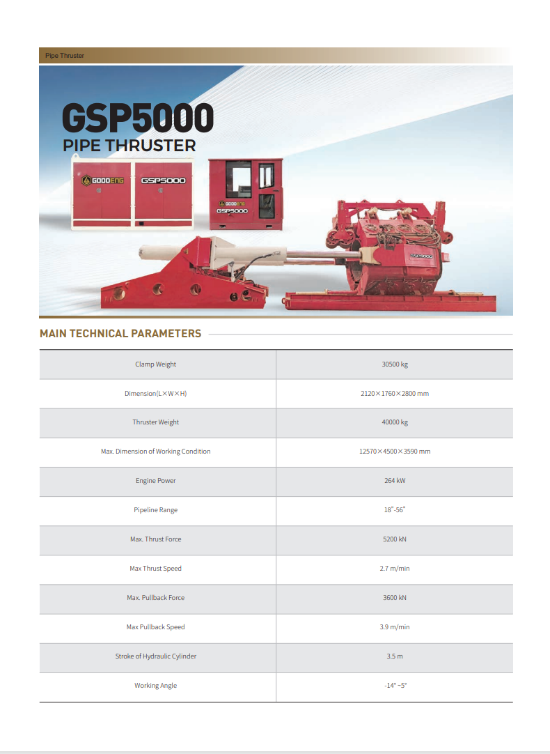 pipe thruster GSP5000, GSP5000 pipe thruster, 500ton pipe thruster, pipe thruster 500ton, goodeng 500ton pipe thruster, goodeng pipe thruster 500ton,