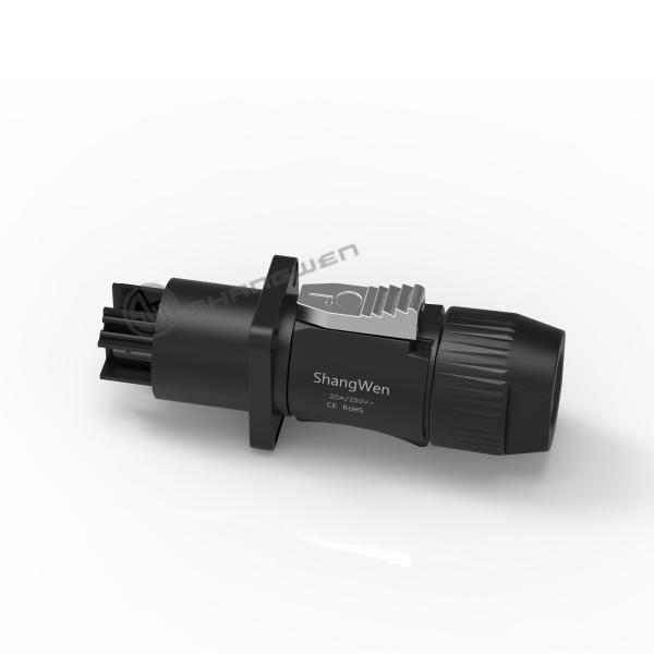 Conector de alimentação à prova d'água de 3 pines masculino com saída preta