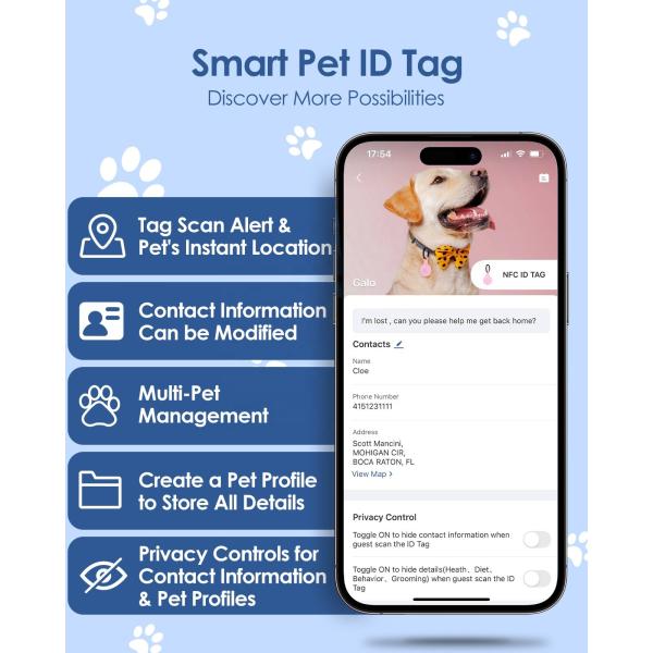 Уникальный Силиконовый NFC Умный QR-код Тег домашнего питомца Идентификация собаки Тег Имя Теги собаки