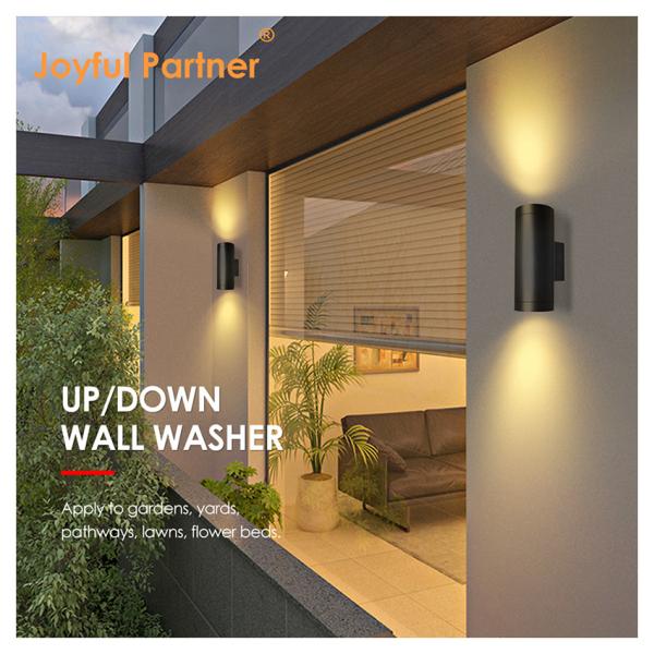 Sconce Outdoor Wall Light IP65 Modern Matte Black Aluminum Cylinder Garden Porch Up Down Light