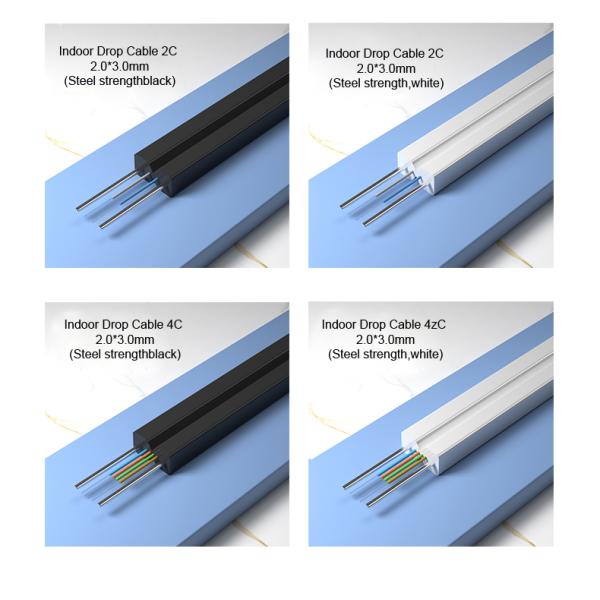 диаграмма 8 чернота 1Core крытая FTTH провода стали кабеля падения G657A2 LSZH FRP KFRP GFRP