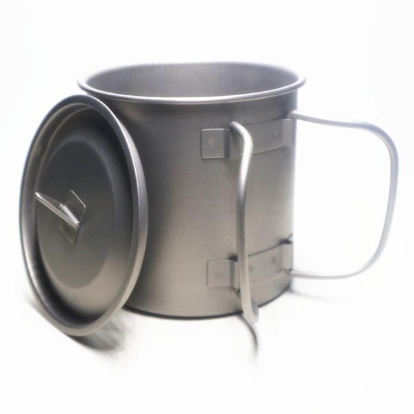 Outdoor Titanium Camping Parts 450ml Single Wall Titanium Cup With Lid