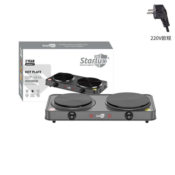 Portable Stainless Steel Electric Stove Wholesale with Double Solid Hot Plate Cooking Top 1000W +1500W 220V Induction Cooker and 2 Burners