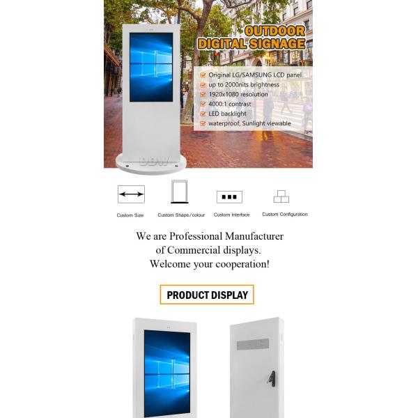 L'affichage à cristaux liquides surveillent le plancher extérieur de Signage de Digital tenant la publicité d'Android de 2500 lentes