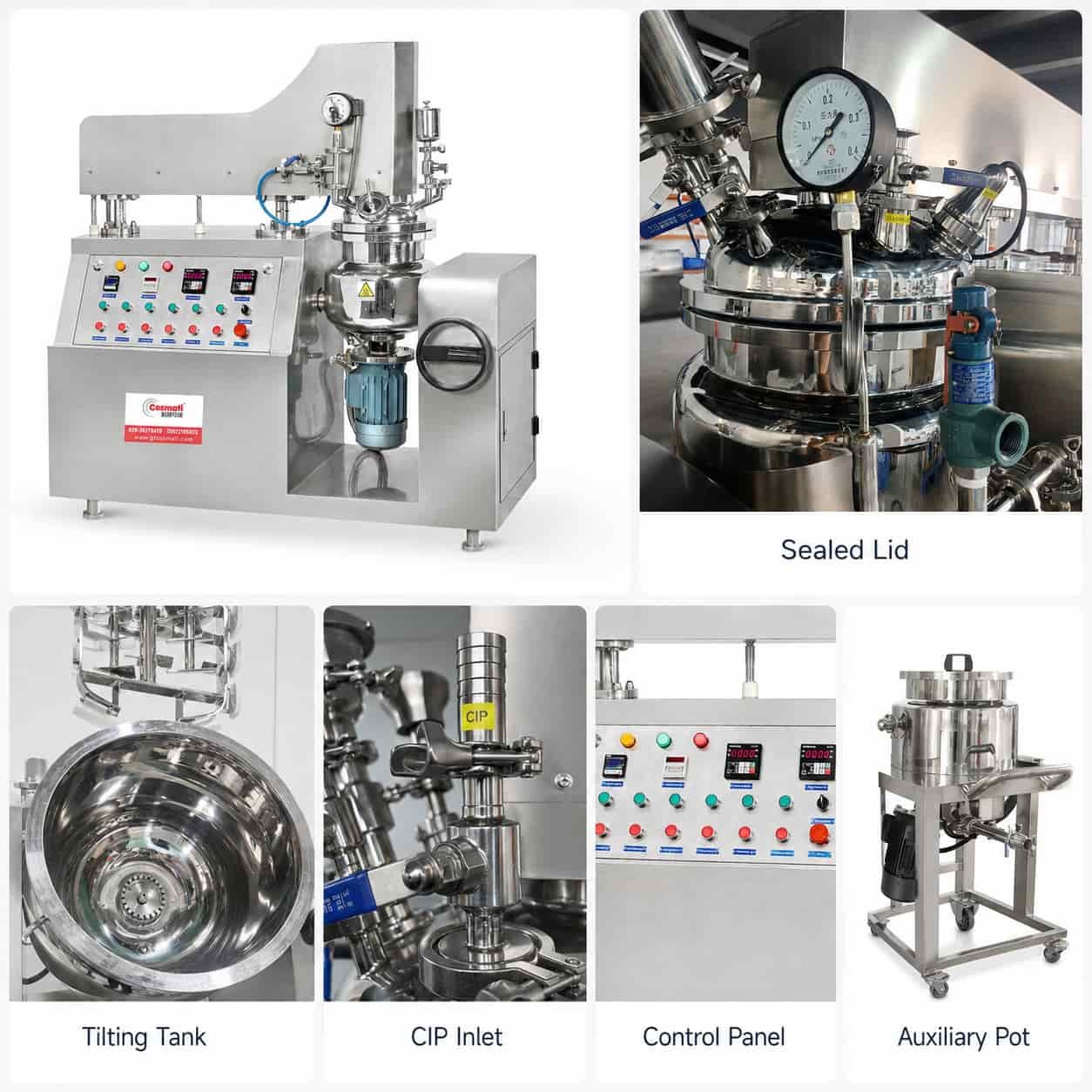 High Speed Vacuum Emulsifying Mixer Hand Cream Aloe Gel Homogenizer Machine