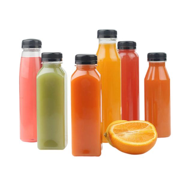 250ml 350ml 500ml PP Plastic Heat-Resistant Beverage Square Bottles with Cap OEM/ODM
