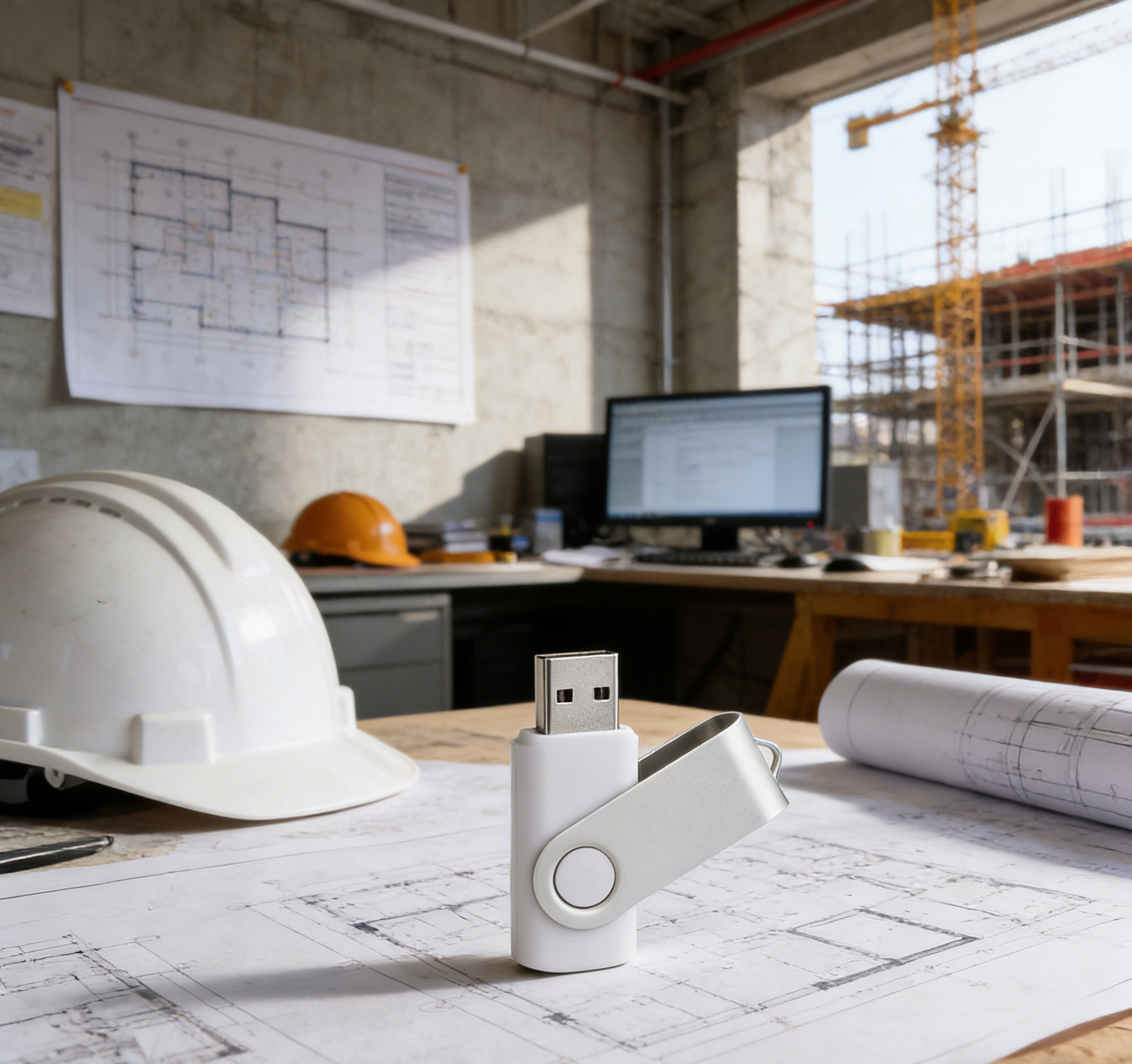 White Plastic USB Stick Characteristic Recycle Material Full Memory Graded Twist usb flash drive