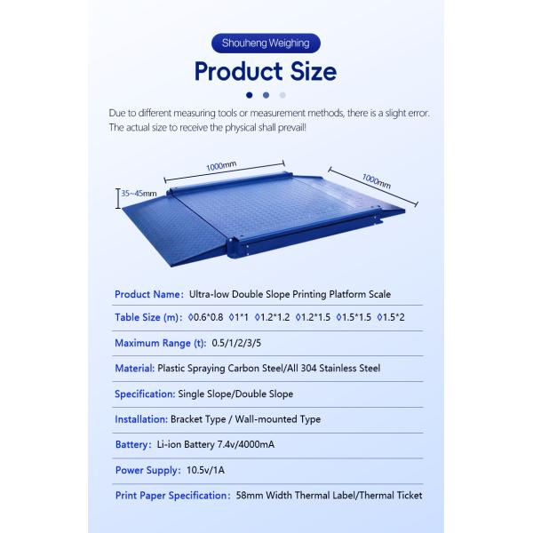Industrial Carbon Steel Platform Scale 1.5m x 1.5m Ultra Low with Double Folded Ramp