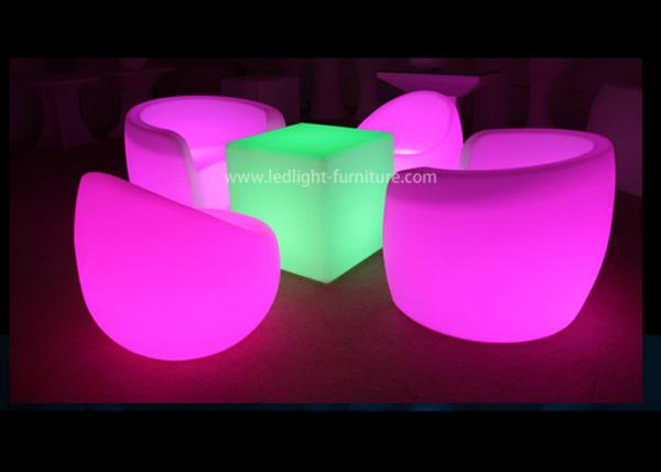 Outdoor Waterproof Single LED Light Sofa Furniture Set With Glow Cube Table