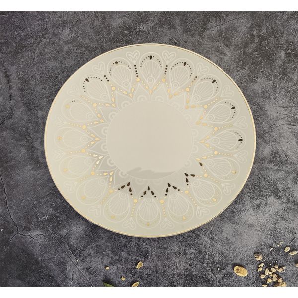 gold with new bone china  27cm dinner plate coupe shape