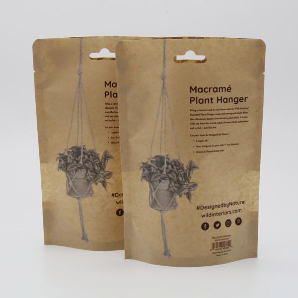 Sachets en papier kraft recyclables et dégradables avec fenêtres transparentes pour l'emballage de produits quotidiens avec impression personnalisée.