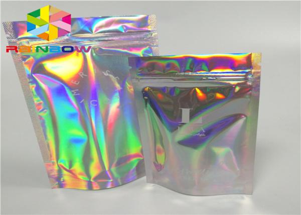 printing zipper plastic mylar foil k packaging hologram laser holographic stand up zip pouch bag for gift/bottles
