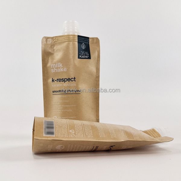 Printing Logo Beverage Food Grade Plastic Bags Kraft Paper Spout Stand up Pouches for Juice Liquid