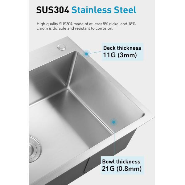 Rectangular 27 Inch Kitchen Sink , Top Mount Workstation Sink Stainless Steel 304 Material