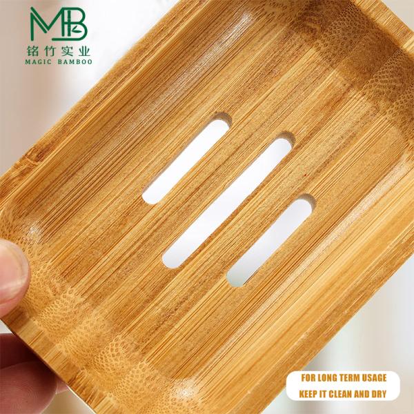 Dispositivo de jabón de desagüe de bambú de primera calidad para estantes de baño