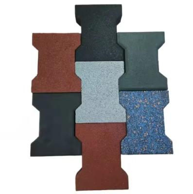 Recycled Rubber H-shaped Rubber Floor Tile For Outdoor EPDM  Rubber Granule Floor Tile