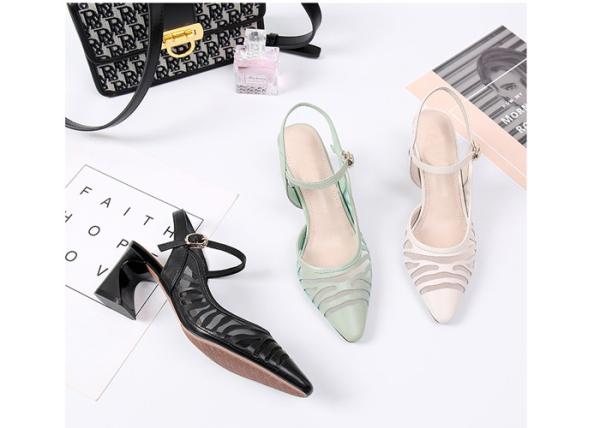 Cusp Shape Sheepskin Strappy Mid Heel Sandals