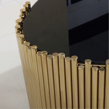 Закаленная форма стеклянного верхнего журнального стола нержавеющей стали овальная для дома кофейни