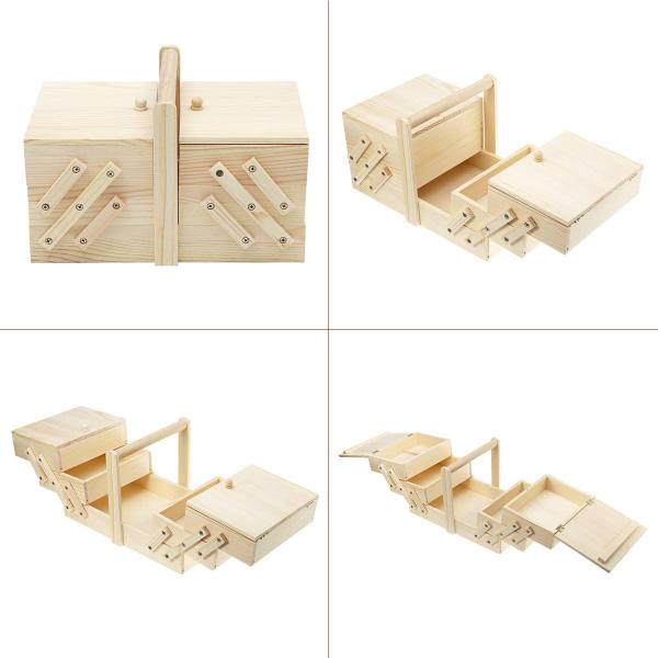 Custom Sewing Kit Set with Wooden Sewing Box Pine Wood Color Room Space Selection