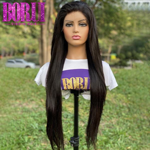 Perucas retas do Frontal do laço do cabelo humano da onda do Virgin de alta qualidade por atacado