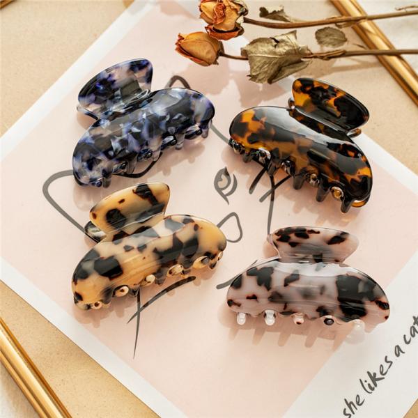 Acetate leopard print medium size clip women's hair catch cross border spring integrated hair clip accessories