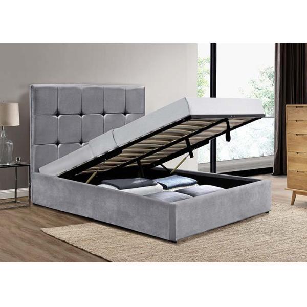 Elevación de gas machacada del terciopelo de la plata encima de los muebles suaves BSCI del dormitorio de la cama del almacenamiento