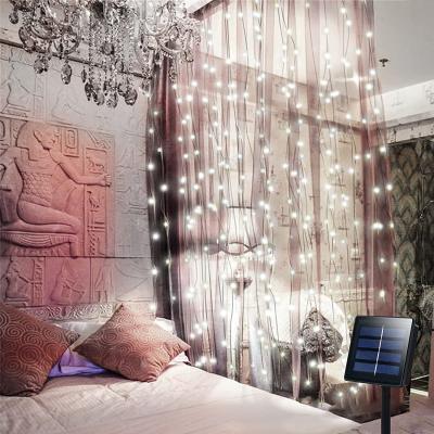 250MA Solar Powered String Lights 100 LED Remote Cool White Icicle Lights 600LM