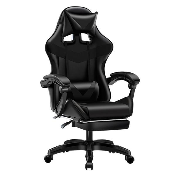 Ergonomic Black Gaming Chair with Footrest and BIFMA Passed Class 4 Chrome Gaslift
