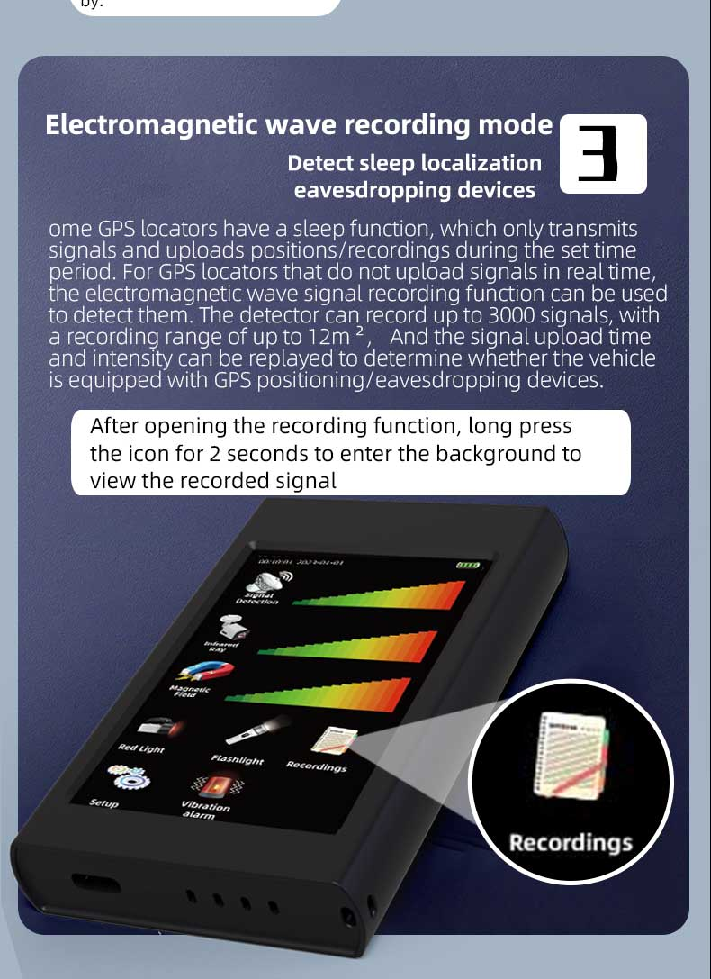 Portable Touch Car GPS WiFi Camera Mobile Phone Signal Tracking Scanner Detector