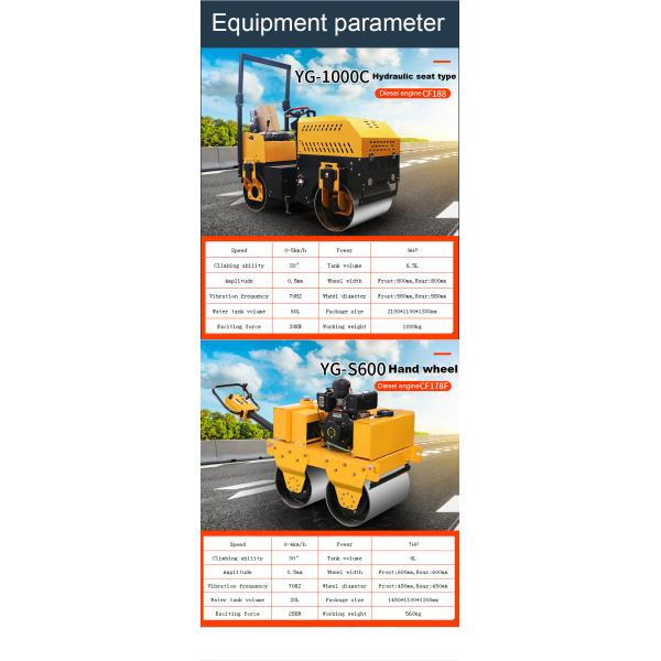 Strong Vibrator and Automatic Compensation Device 1000kg Vibratory Road Roller for Asphalt