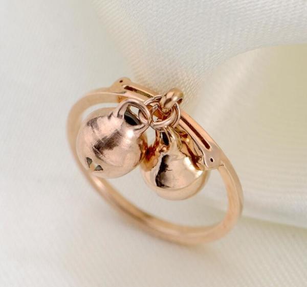 Bell Pendant Ring Stainless Steel Materials Ring  18K Pink Color Wedding Ring