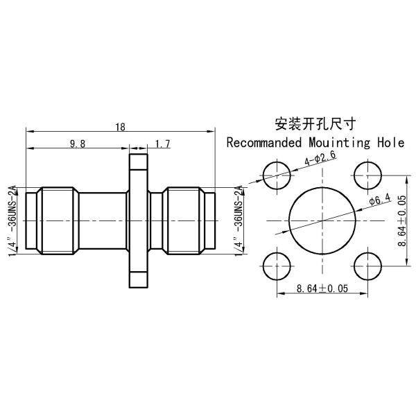 2.92mm Adaptador coaxial de RF de mujer a mujer