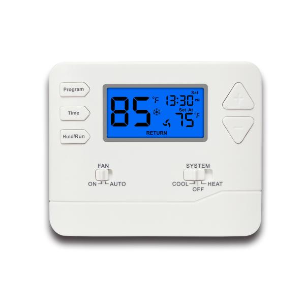 24VACまたは電池電源と ±1°Fの精度を持つスマートHVACサーモスタット