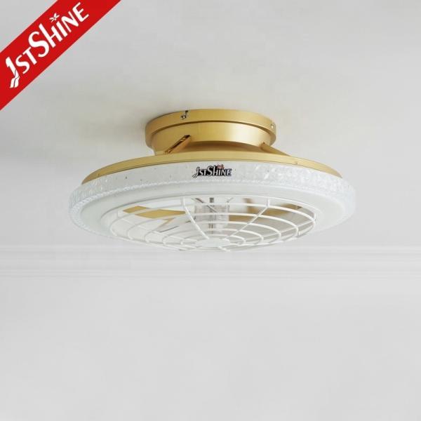1stshine Ventilador de teto de ouro de baixo perfil de 20 polegadas com luz LED e interruptor de controle de parede