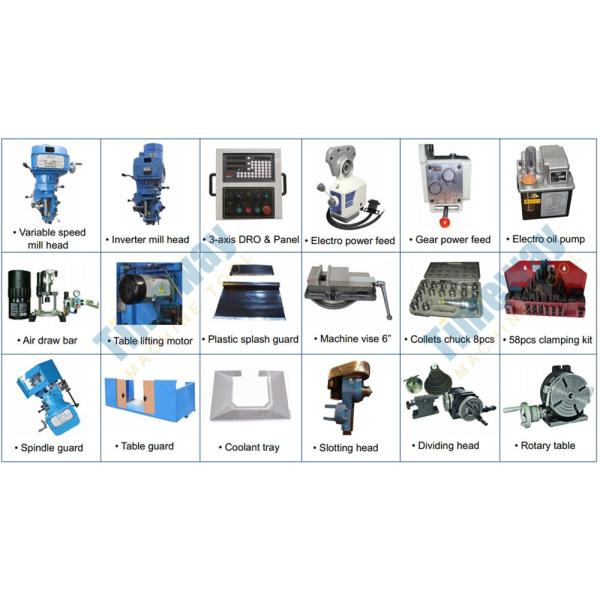 Vertical Universal Precision Manual Milling Machine with DRO and Table Travel Y of 420mm