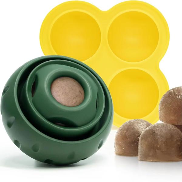 Refillable Slow Feeder Dog Ball Rubber Dog Food Ball Toy Durable