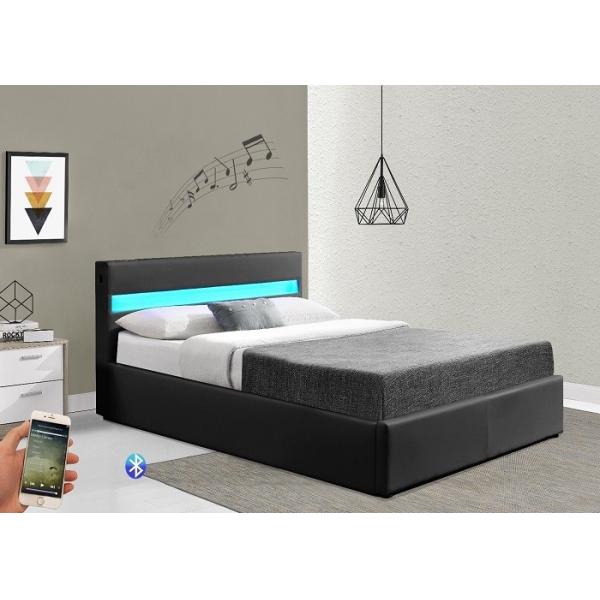 Задавленный серый цвет кровати хранения подъема газа бархата современный обитый со светом СИД