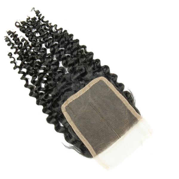 Swiss Curly 4x4 Human Hair Lace Closure No Tangling  , High Density