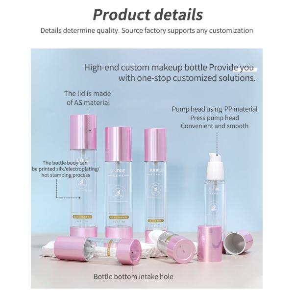 100 ml de Rose Gold Cosméticos Botellas de bomba de plástico Conjunto de botellas sin aire para el cuidado facial Esencia de loción 100 ml Volumen industrial