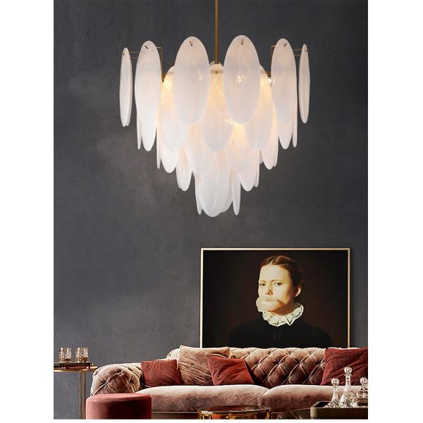 Modern chandeliers for living room glass round art décor leaf chandelier(WH-MI-320)
