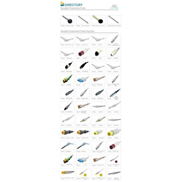 CE Certified Reusable 2 Pin Temperature Probe Adapter Philips Patient Monitors Temperature Probe Wire