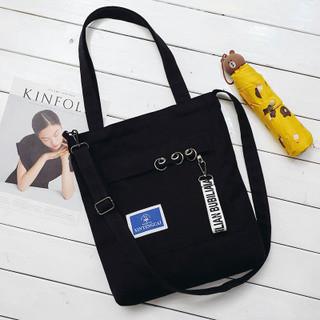 Unique design canvas diagonal Korean fashion shoulder bag handbag with ribbon
