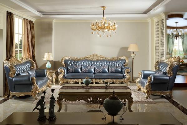 Joyful Ever Luxury Genuine leather 1+2+3 seat Sofa in European Classic design Furniture