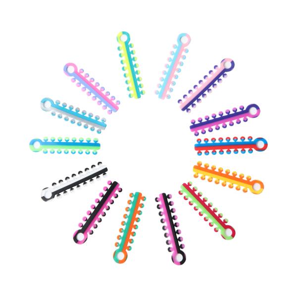 Bicolor Ligature Tie Orthodontic Elastic 20sticks/pk 16pcs/stick 20 Available For Dental Braces
